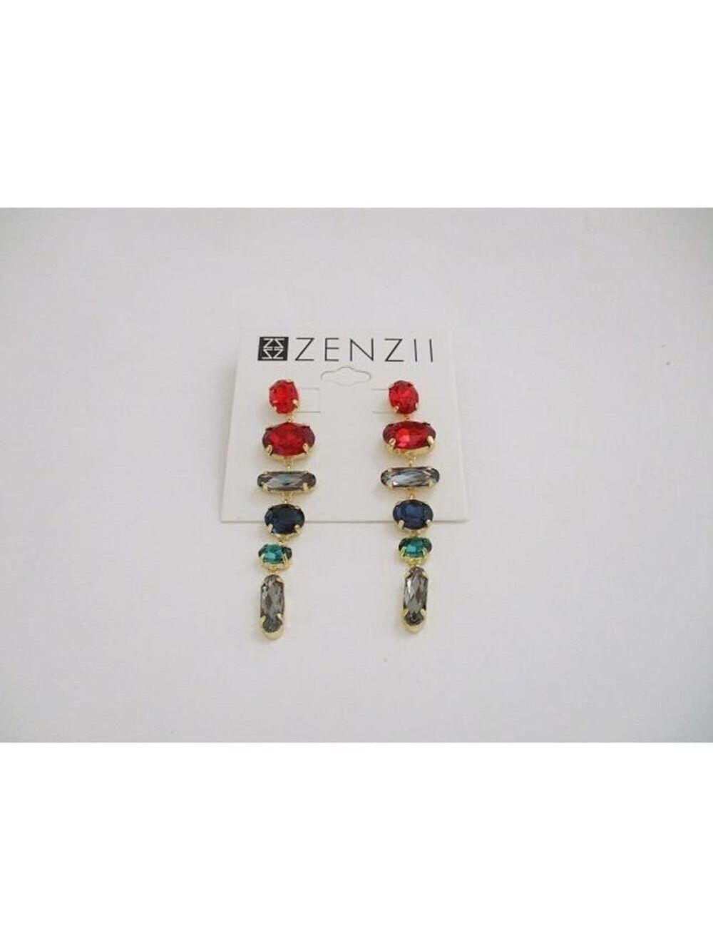 NWT Zenzii Multi Jewel and Gold Dangle Earrings